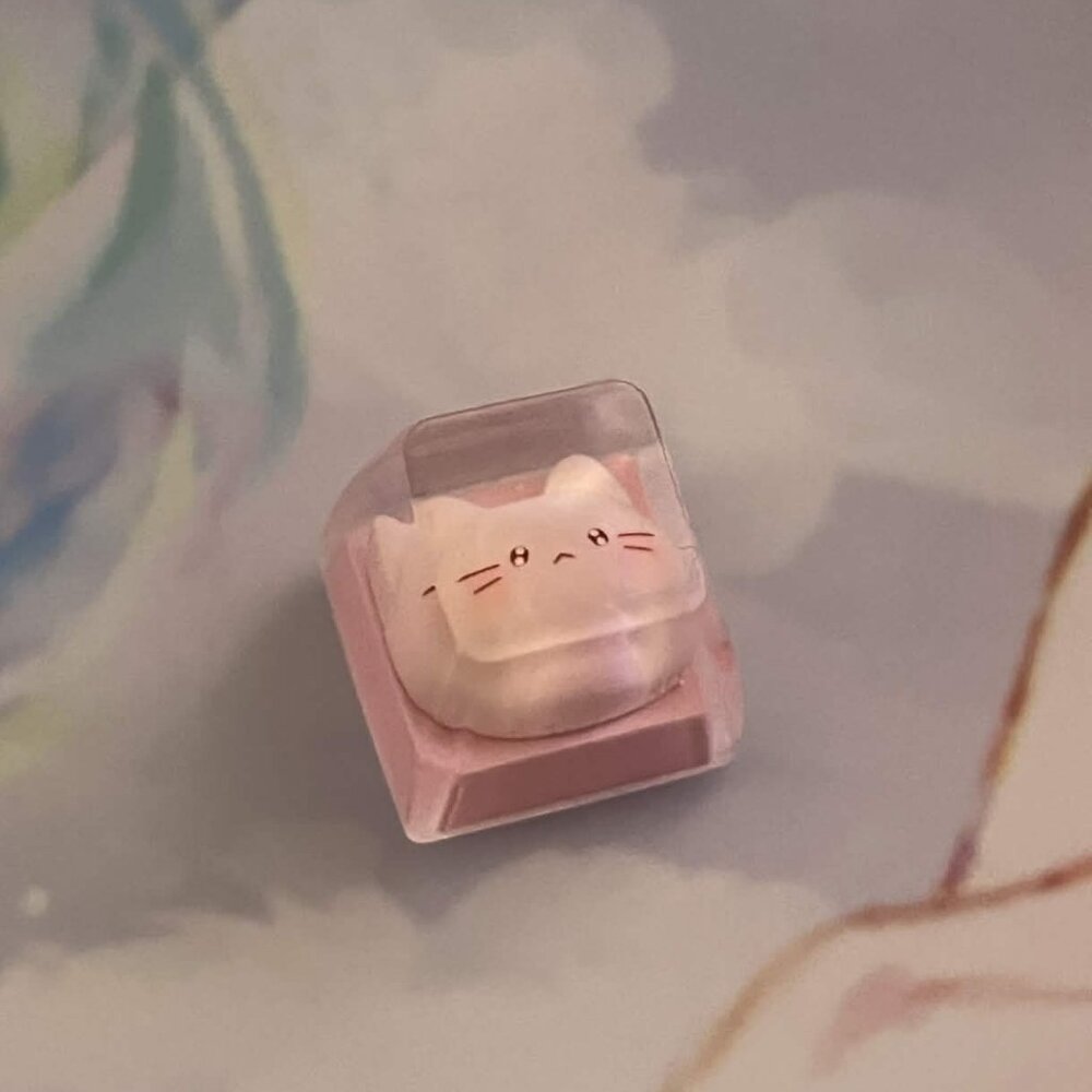 Pink Cute Kitty Keycap for OEM Mechanical Keyboard with cross axis